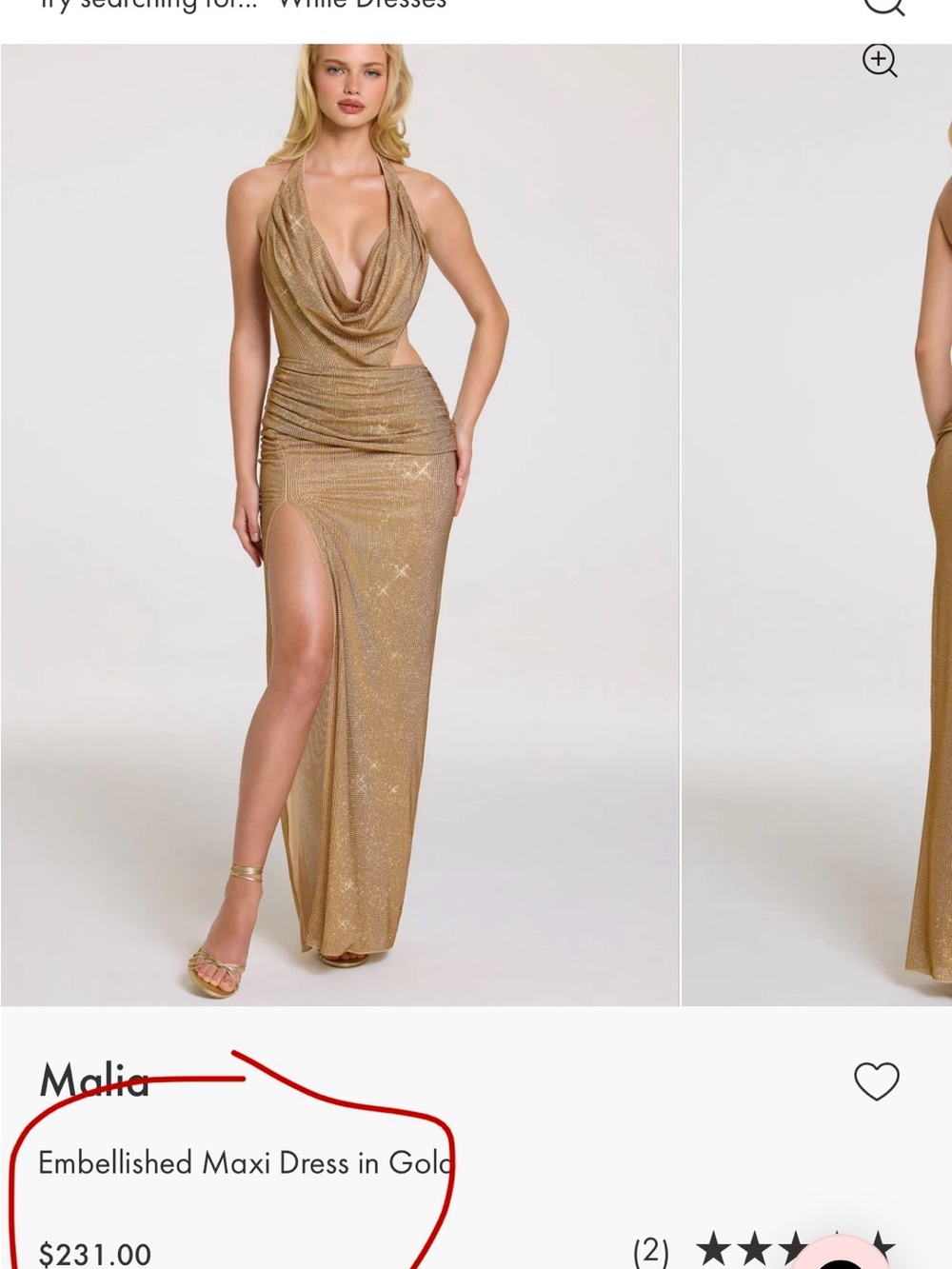 Oh Polly Gold Embellished Cowl Neck Maxi Dress